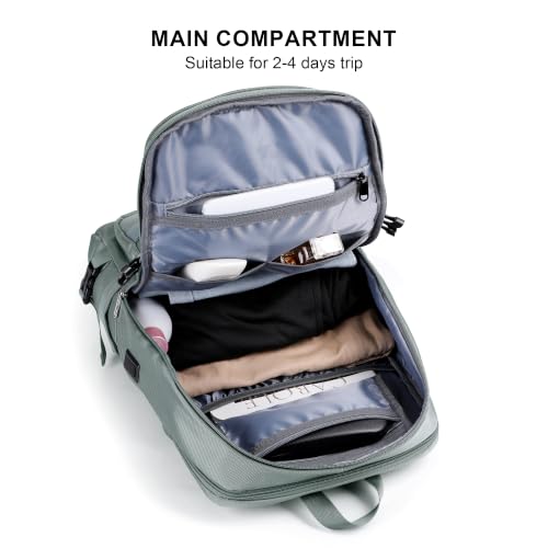 PIJUSHI Travel Backpack 35L Carry On Backpack Flight Approved - color: Updated Grey Blue