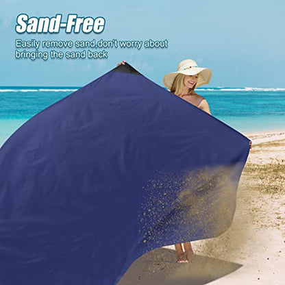 Odoland Sandproof Beach Blanket, Waterproof Portable Mat with Carry Pouch - color: Blue, size: 63" x 71"(2-4 People)