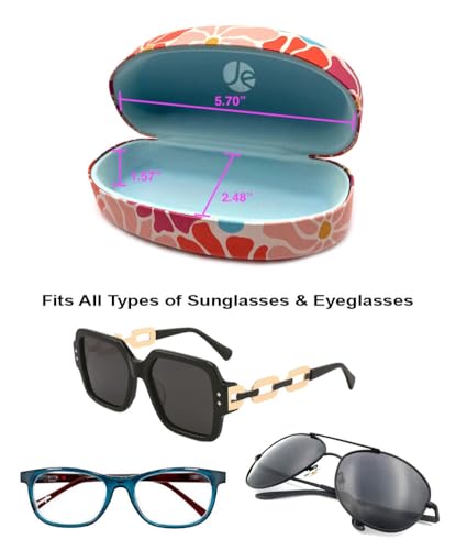 JAVOedge Style Eyeglass & Sunglasses Case - Extra Large Hard Shell Protective Case with Cleaning Cloth - color: Pastel Petal