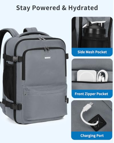 WANDF Personal Item Travel Bag 18x14x8, Carry On Laptop Backpack (Grey) - color: B-grey, size: 18x14x8