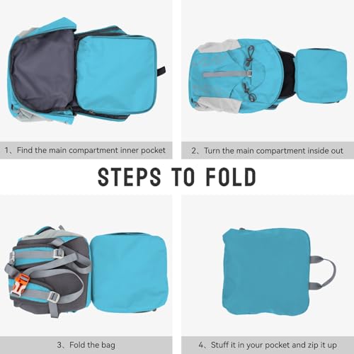 Small Lightweight Hiking Backpack，20L Foldable Hiking Daypack Cycling Hydration Backpack Travel Camping Bag - color: Lake Blue