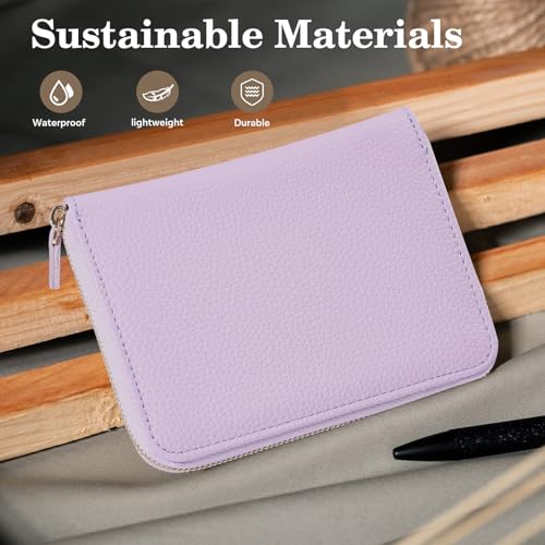 CoBak Passport Holder Cover with Safe Zipper Closure - color: Paisley Purple