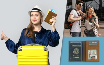 Personalized Monogrammed Antique Saddle Leather RFID Passport Wallet - color: Antique Saddle, style: Minimalist
