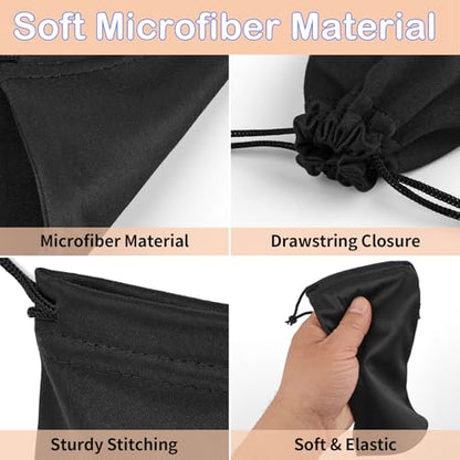 Hoiny 6 Pcs Premium Microfiber Sunglasses Pouch Bag, Glasses Case Soft - color: Black