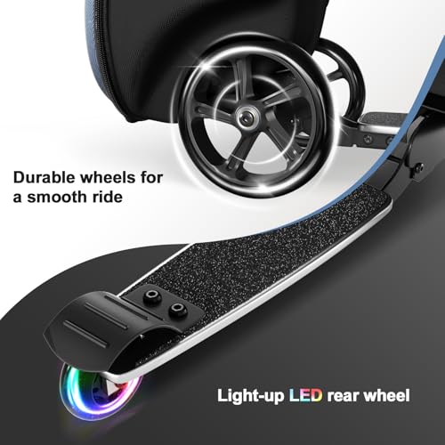 Baotree 2-in-1 Ride-On Scooter Suitcase, Scooter Luggage for Kids Ages 5-12, Foldable & Lightweight Carry with LED Light-Up Wheels - color: Blue