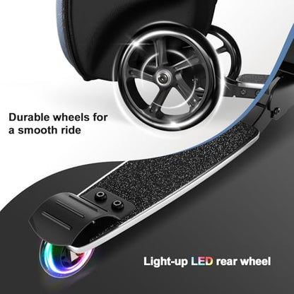 Baotree 2-in-1 Ride-On Scooter Suitcase, Scooter Luggage for Kids Ages 5-12, Foldable & Lightweight Carry with LED Light-Up Wheels - color: Blue