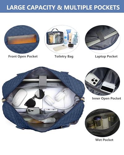 Travel Weekender Duffle Bag for Women: Overnight Bags with Shoe Compartment - color: 3-Blue, size: Large