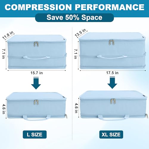 Compression Packing Cubes Travel Packing Suitcase Organizer Bags, Blue - color: Blue, size: Large