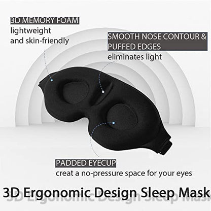 Eye Mask for Lash Extensions, Eyelash Sleeping Mask for Extensions, 3D Sleeping Mask for Women Men with Adjustable Strap Ear Plugs, Sleep Mask for Lash Extensions for Nap Travel Night