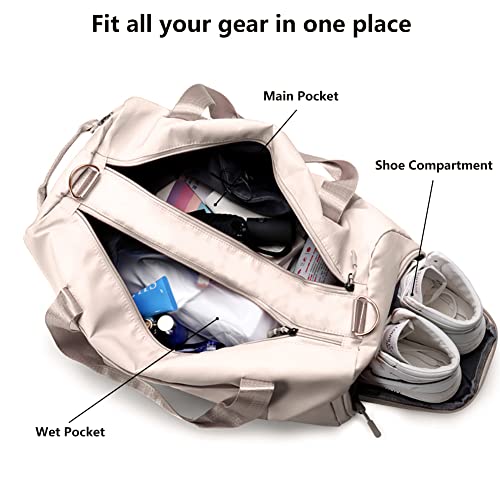 Duffle Bag Gym Bag, Personal Items Bag, Overnight Weekender - color: beige