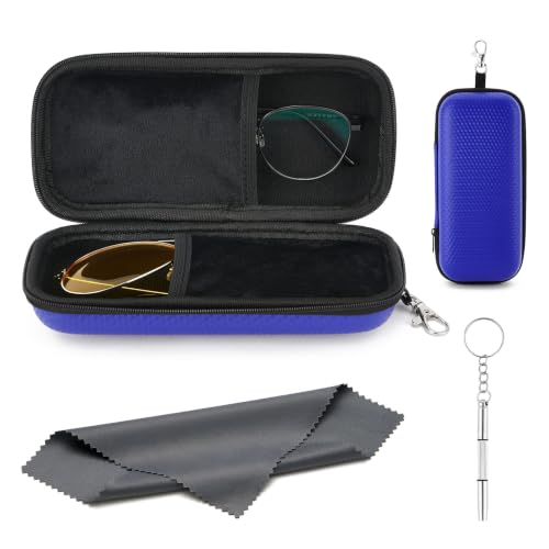 WOZEAH Double Eyeglasses Case Hard Shell EVA Dual Sunglasses Organizer - color: Blue