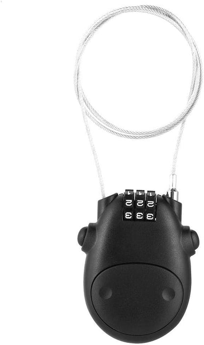 Retractable Cable Lock, 3-Digit Combination Lock with 3 Feet Retractable Steel Cable, Luggage Stroller Locks for, Bike, Ski, Helmets, Backpacks