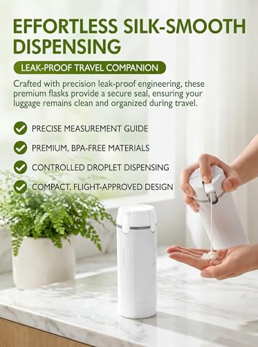4-in-1 Travel Dispenser Bottle, TSA Approved Leakproof Set | 4-in-1 rotatable Design, Leakproof Hard Shell, 4x30ml/1oz Liquid containers, Portable Organizer Conditioner Lotion Cream Vacation - color: White