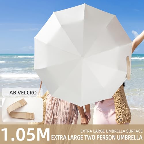 Folding Umbrella Anti-UV Compact Durable Folding Umbrella Auto Open Close Windproof Travel Umbrella Premium Grip Fits Backpack - color: Moonlight White