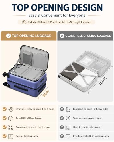 Hanke 28 Inch Top Opening Expandable Extra Large Luggage With TSA Lock，114L - color: Deep Space Purple, size: 28 Inch