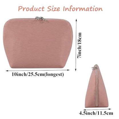 Travel Makeup Bag, Stand Up Cosmetic Bag, Fold-Down Design Organizer Bag - color: Pink
