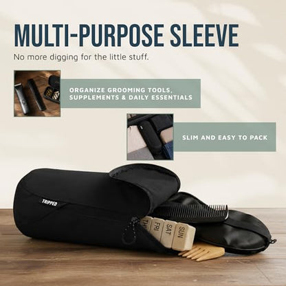 TRIPPED Travel Gear 3-Piece Travel Toiletry Bag Set - color: Black Ripstop