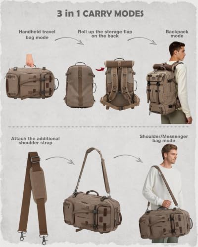 Gonex 40L Convertible Laptop Backpack, Airline Approved, Coffee Brown - color: Coffee Brown