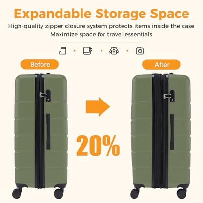 NEWBULIG 20 Inch Carry On Luggage, Suitcase with Spinner Wheels - color: Green, size: 20 Inch