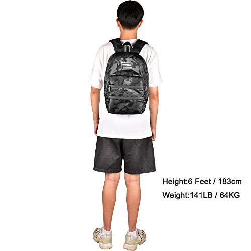 Mini Backpack Bag-Smell Proof-USB Charging Port Daypack Travel bags With Carbon Lining for Men & Women Travel (Camouflage Black) - color: Camouflage Black
