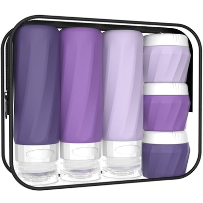 6Pcs Travel Bottles for Toiletries, Silicone Travel Size Containers Set - color: PURPLE
