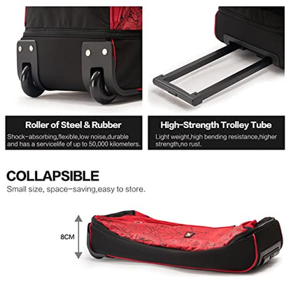 OIWAS Rolling Duffle Bag with Wheels, 22 inch Carry On Bag for Travel - color: Light Red