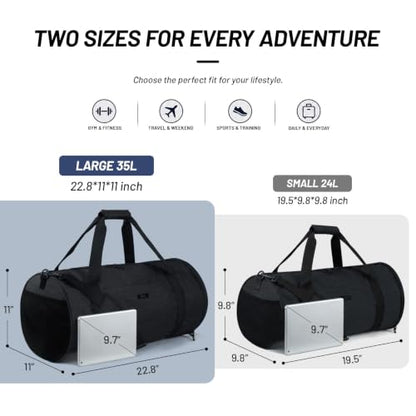 MIER Medium Gym Duffle Bag with Shoe Compartment & Wet Pocket, 35L, Black - color: black, size: 35L