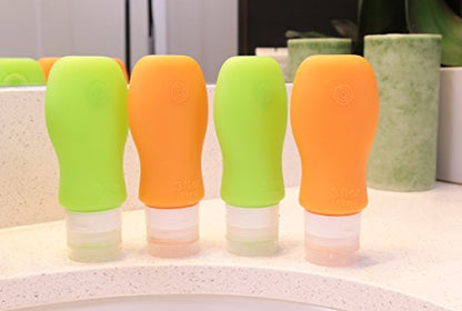 Silicone TSA Approved Travel Containers Anti-Leak Lids w/Clear Cosmetics Bag