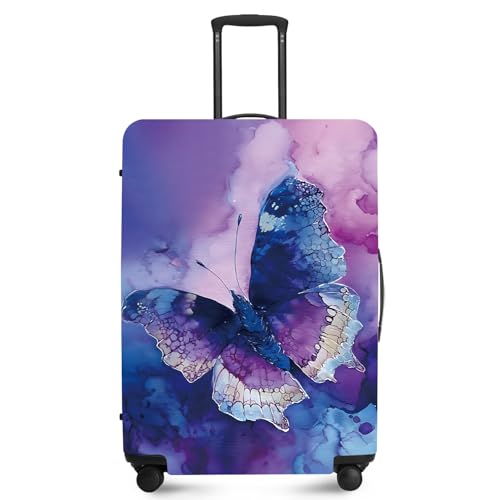 ANNA QUEEN Travel Luggage Cover Suitcase Protector Suitcase Cover Anti-Scratch,Stretchable Bag Cover Washable Durable Polyester - color: Psychedelic Butterfly, size: L(fits 28-30Inch suitcase)