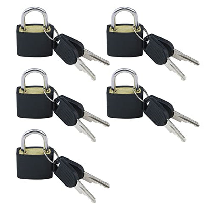 Dnyta 5 Pack Black Mini Padlocks with Keys Small Locks for Travel Suitcase - style: Square shape- Black