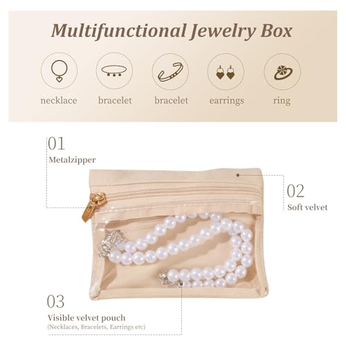 20 Pcs Portable Velvet Jewelry Pouch with Zipper, Clear - color: A.20 PCS