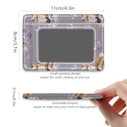 Bolaz Fox Dream Bubble Mini Front Pocket Wallet Credit Card Holder Slim RFID Blocking Sleeves for Men Women Credit Card Protector - color: Fox Dream Bubble