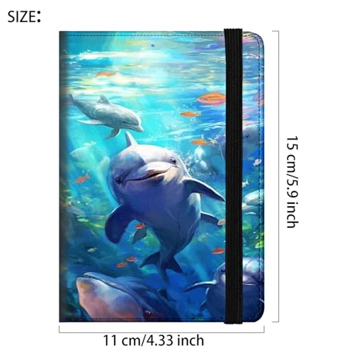 Bxgolkgd Passport Cover,RFID Blocking,Large Capacity Multi-Slot Travel Passport Wallet for Men & Women - Cute Dolphin - color: Cute Dolphin