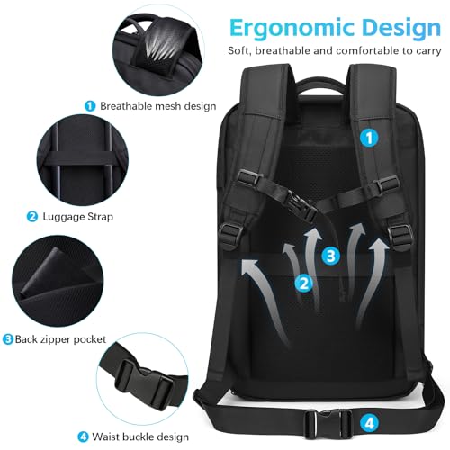TANGCOLR Vacuum Travel Backpack with Pump for Men Women, 42L Expandable Vacpack Laptop Backpack Flight Approved with Vacuum Compression System - color: Black-a42l