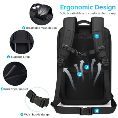 TANGCOLR Vacuum Travel Backpack with Pump for Men Women, 42L Expandable Vacpack Laptop Backpack Flight Approved with Vacuum Compression System - color: Black-a42l