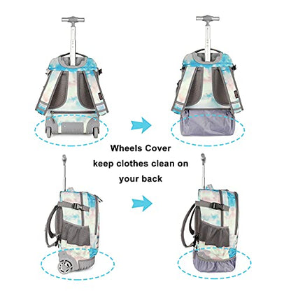 Tilami Rolling Backpack 19 inch Wheeled Cute LAPTOP Boys Girls Travel School Student Trip (Seaside) - color: Seaside
