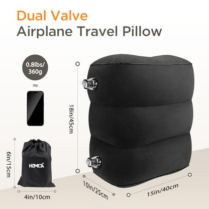 HOMCA Inflatable Travel Foot Rest Pillow for Airplane (2-Pack) - color: Black