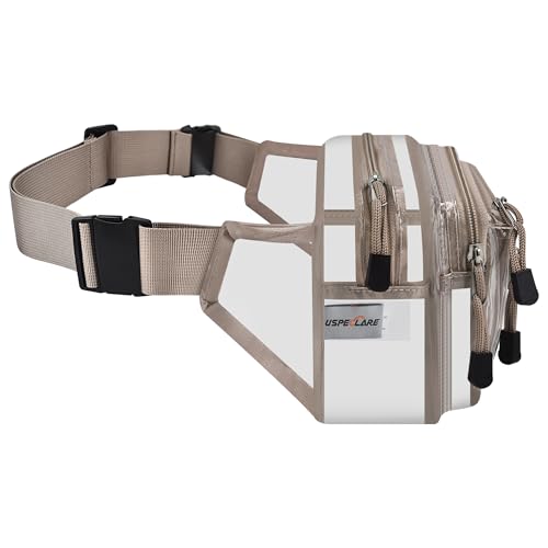 USPECLARE Clear Fanny Pack Stadium Approved Large Multi-Purpose Waist Bag - color: Khaki, style: 1-pack-pvc
