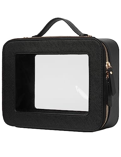 Popvibe Large Capacity Clear Toiletry Bag for Women Travel Makeup Bag Black - color: Black, style: Large Luxe