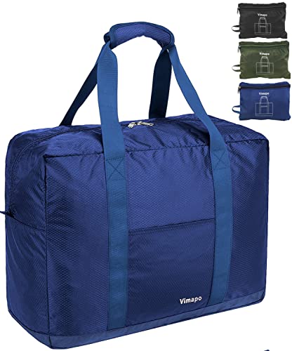 Foldable Travel Duffle Bag with Trolley Sleeve 40L Travel Bag - color: Blue
