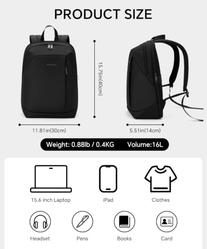EMPSIGN Lightweight Casual Backpack for Travel Work College, Black - color: Black