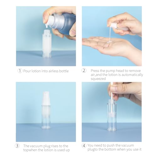 6 Pack 0.17 oz Plastic Empty Airless Pump Bottles Travel Size Refillable Leakproof Containers for Skincare Cosmetics Toiletries TSA Approved‌ - size: 5ml
