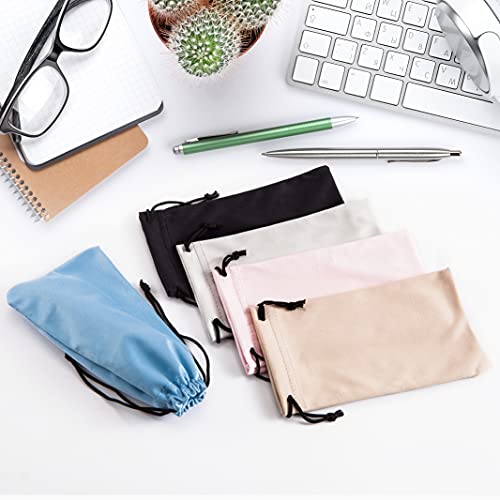 TRIUMPH VISION Glasses Case Soft Eyeglass Case Sunglass Pouch Cloth 3 Pack - color: Zh (Black,grey,pink,khaki,blue)