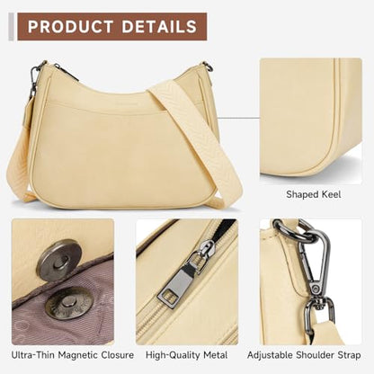 APHISON Trendy Leather Crossbody Purse, Women's Shoulder Handbag - color: 08-light Yellow