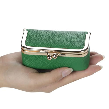 Royal Bagger Genuine Cow Leather Jewelry Box, Mini Case for Rings, Necklaces & Earrings, Kiss Lock Coin Purse for Women 3203 (Milk Tea) - color: Milk Tea