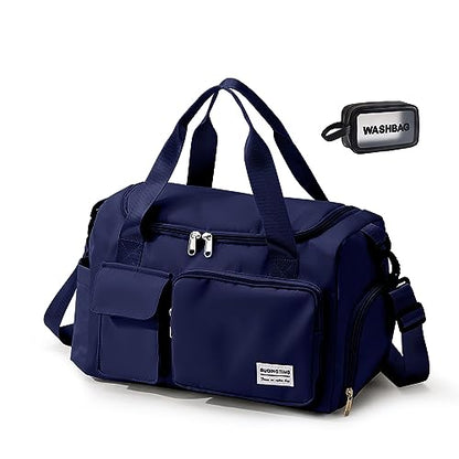 Small Gym Bag for Women, Travel Duffle Bag Carry On Weekender Bag with Shoe Compartment - color: 11#Navy, style: Gym Bag&toiletry Bag