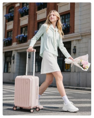 Carry on Luggage 20 Inch Expandable Top Opening Trunk Luggage with Spinner Wheels, Lightwight Hardside Carry on Suitcase with Laptop Compartment for Women Men, Shell Pink - color: Shell Pink, size: 20 inch Carry on