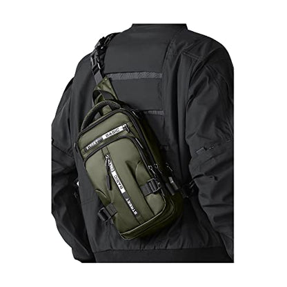 SEAFEW Small Sling Crossbody Backpack Shoulder Bag for Men Green | Lightweight Daypack One Strap Shoulder Bag for Men, Hiking, Walking, Biking, Travel, Cycling - color: Green-small