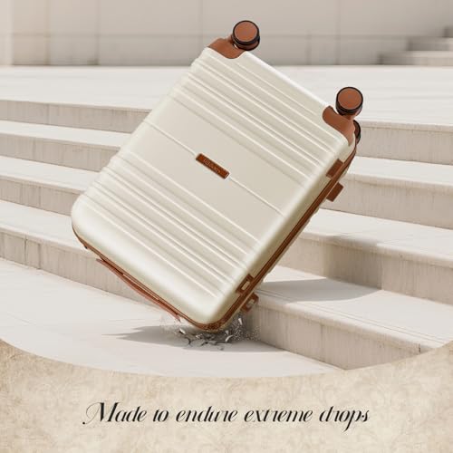 Luggage Sets with Spinner Wheels, Lightweight Hardshell Suitcase Set with TSA Lock, Carry On Checked Luggage Set with YKK Zippers (beige, 5 piece sets(20/24/28/DB/TB)) - color: beige, size: 5 piece sets(20/24/28/DB/TB)