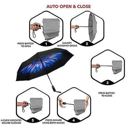 SY COMPACT Travel Umbrella for Rain, Windproof Automatic Compact Umbrella - color: lucite